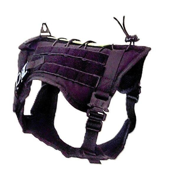 Black Tactical LG Dog Harness, Adjust. No-Pull Dog Vest ~ Metal Latches, Patches - Picture 3 of 15